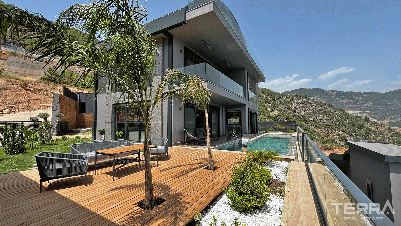 Modern Furnished Villas in Tepe, Alanya with Sea and Castle Views - 97422