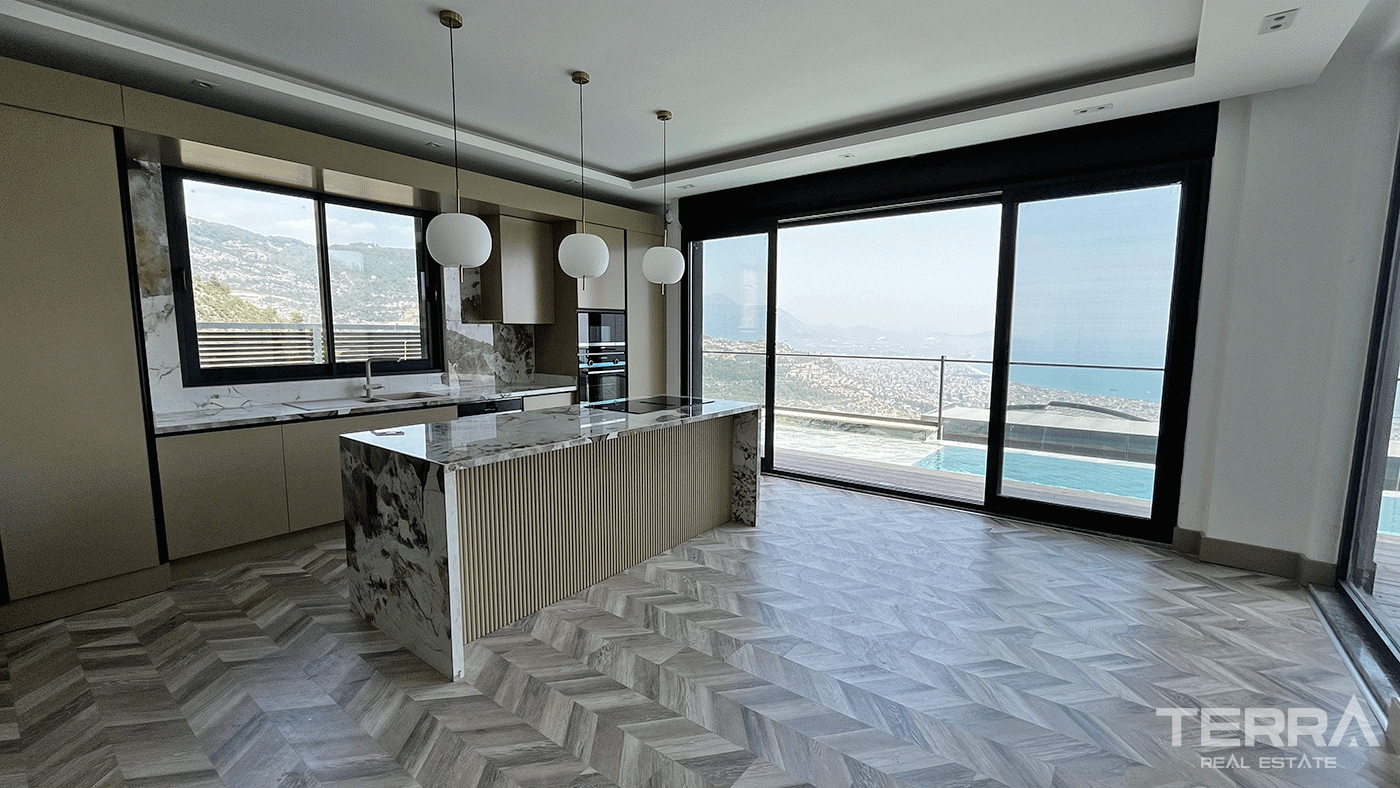 Modern Furnished Villas in Tepe, Alanya with Sea and Castle Views - 97429
