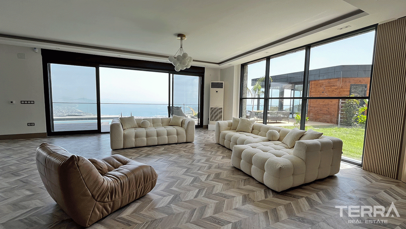 Modern Furnished Villas in Tepe, Alanya with Sea and Castle Views - 97430