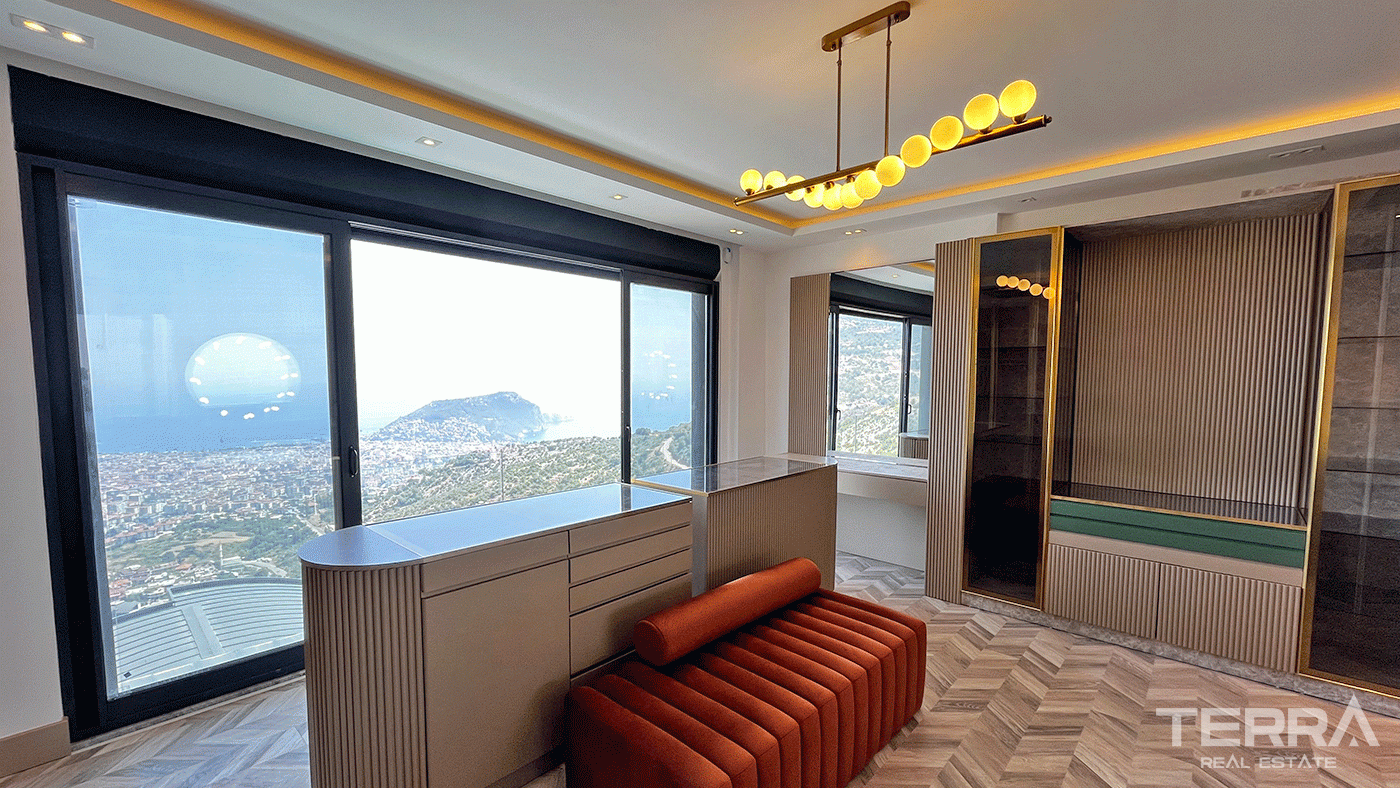 Modern Furnished Villas in Tepe, Alanya with Sea and Castle Views - 97433