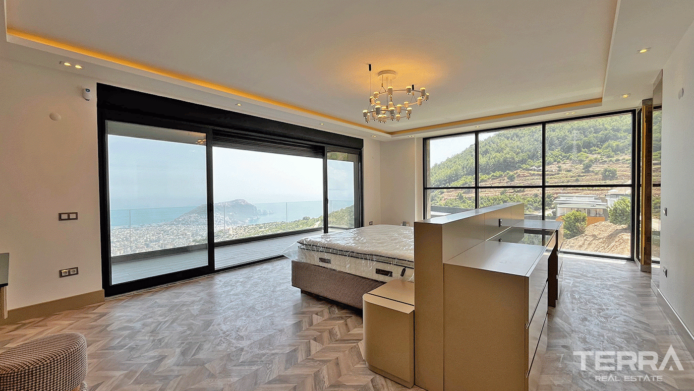Modern Furnished Villas in Tepe, Alanya with Sea and Castle Views - 97435