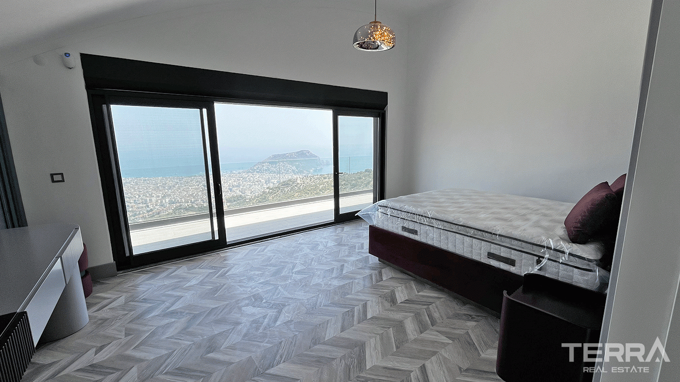 Modern Furnished Villas in Tepe, Alanya with Sea and Castle Views - 97440