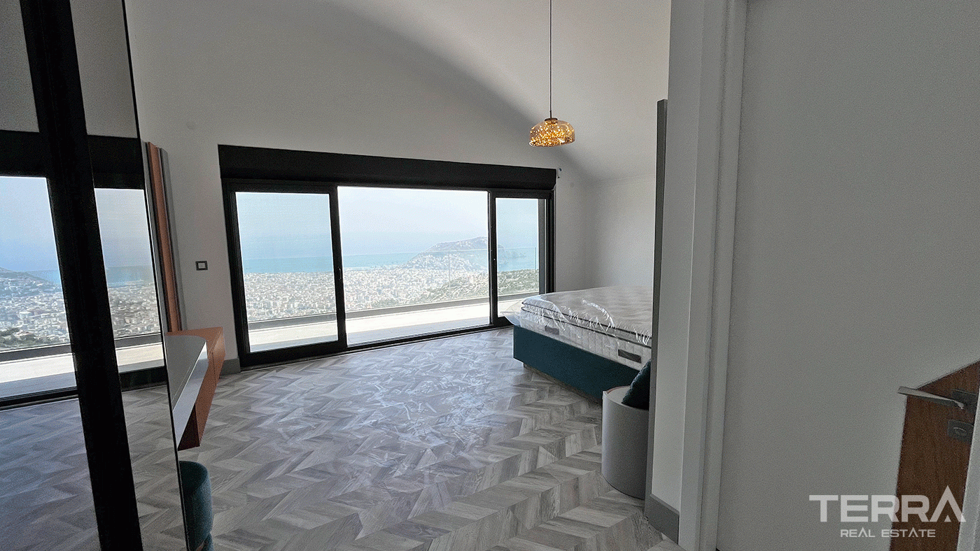 Modern Furnished Villas in Tepe, Alanya with Sea and Castle Views - 97443