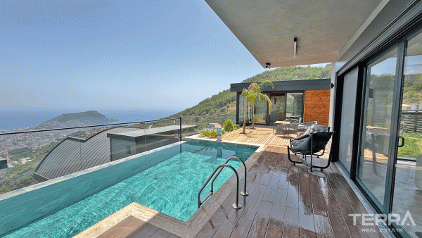Modern Furnished Villas in Tepe, Alanya with Sea and Castle Views