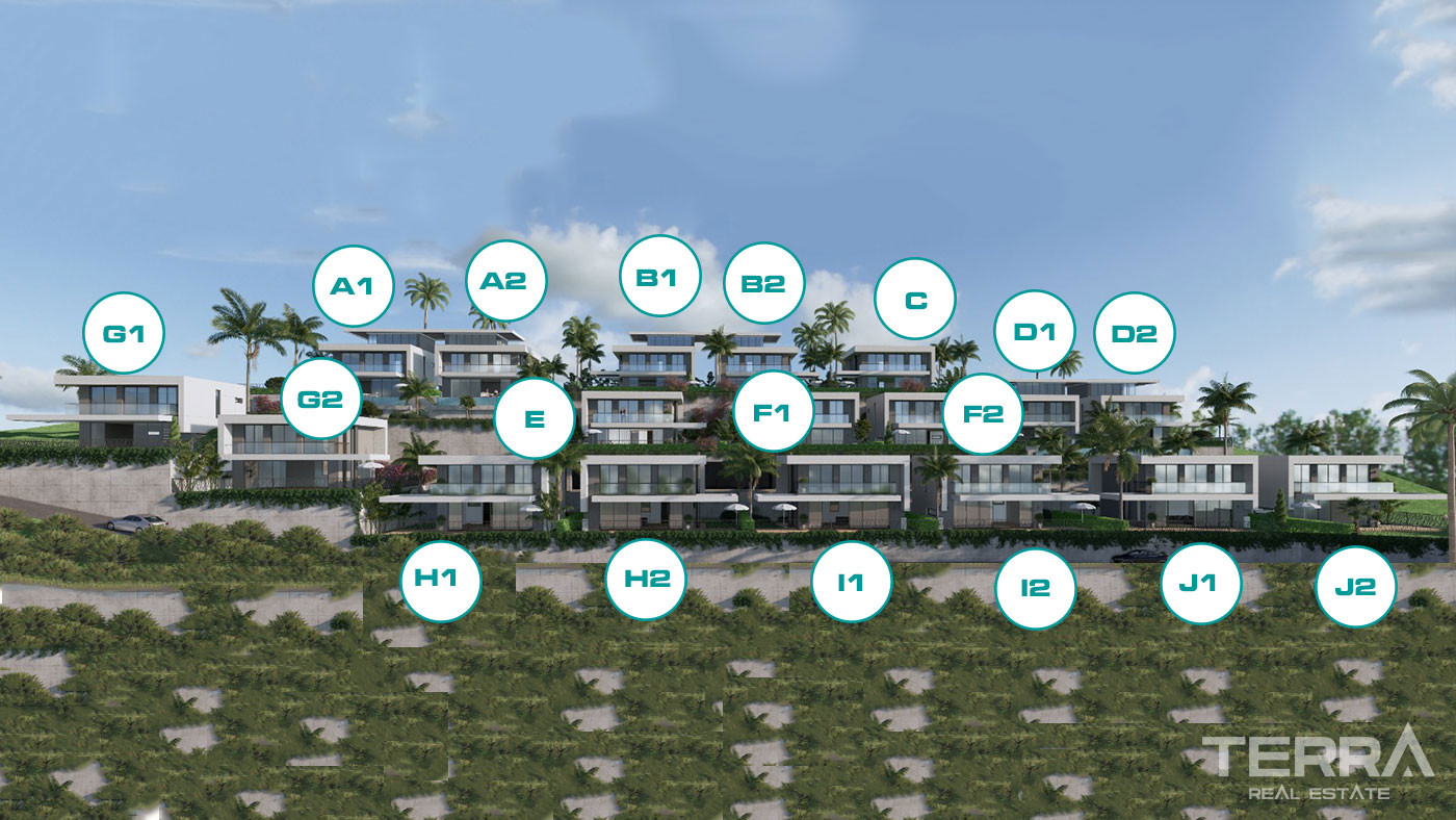Luxury Design Private Villas in Kargıcak, Alanya with Sea View - 99230