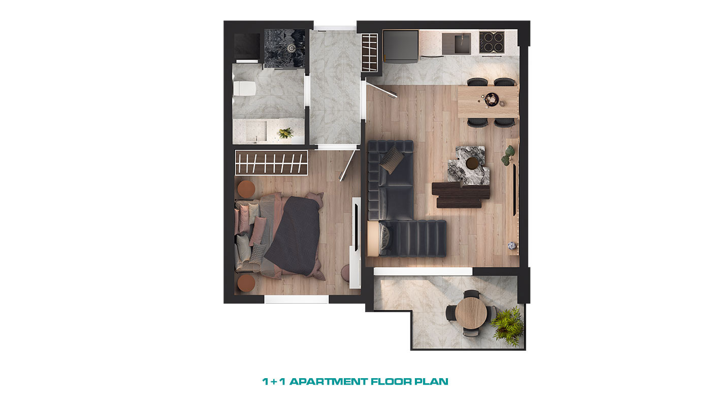 1 Bedroom Apartments with 5 Star Hotel Concept in Antalya, Altıntaş - 66386