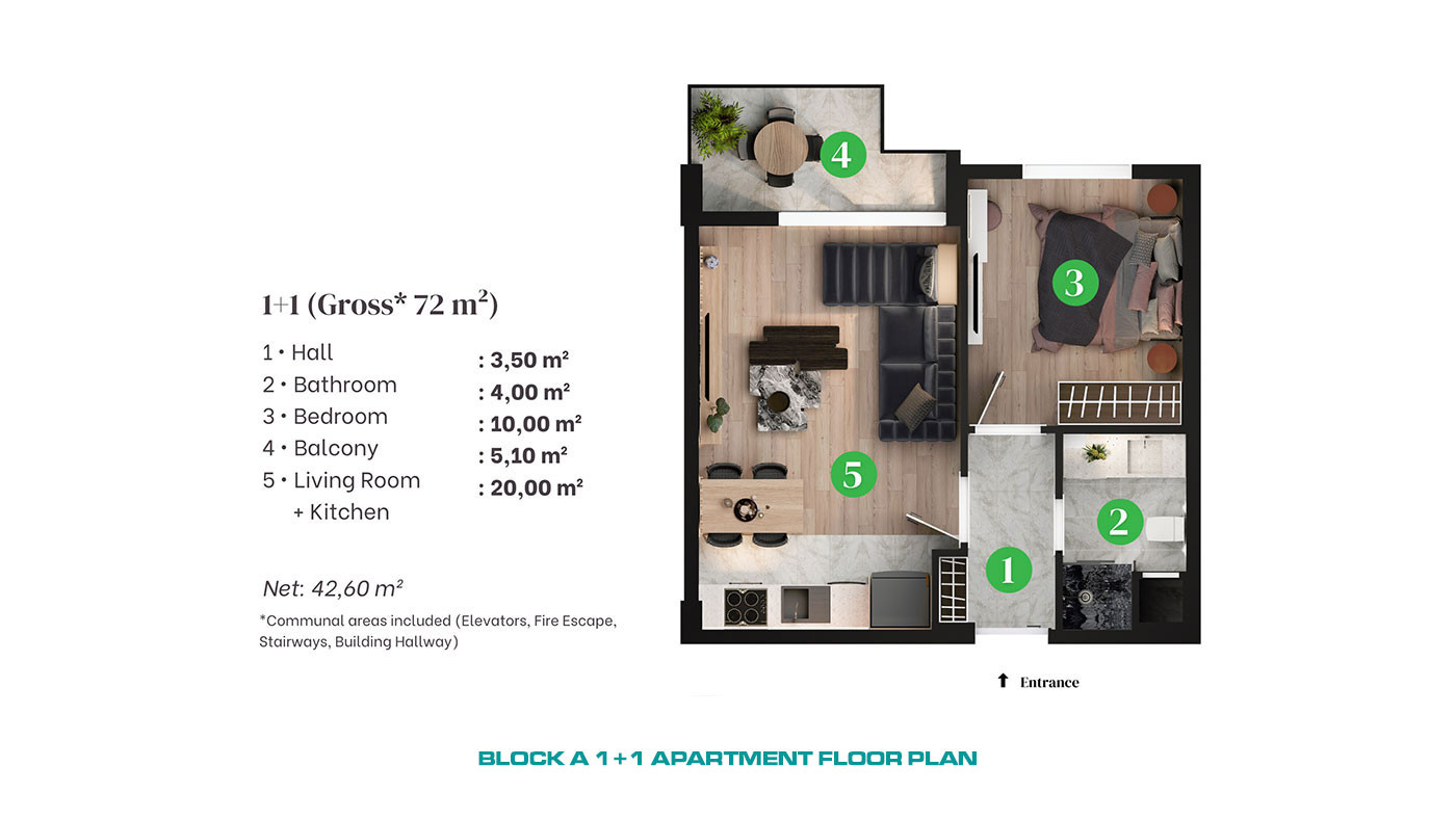 1 Bedroom Apartments with 5 Star Hotel Concept in Antalya, Altıntaş - 66387