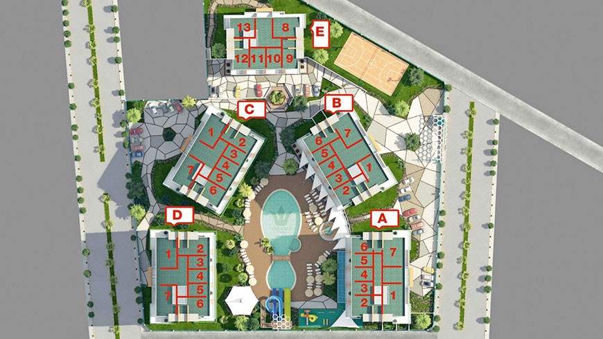 Emerald Park kvalitets leiligheter i Avsallar, Alanya - 1796