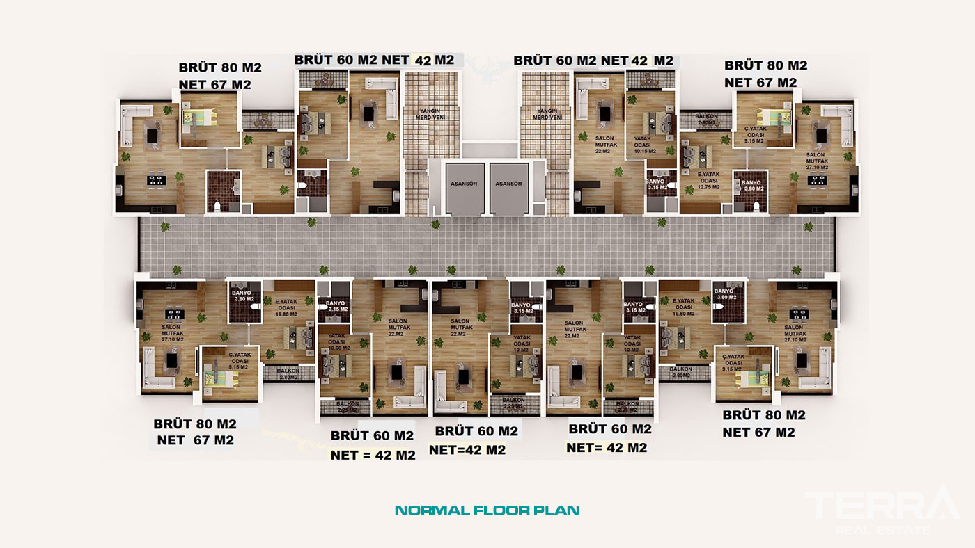 Excellent Rental Income from Bargain Apartments in Yenişehir, Mersin - 69390