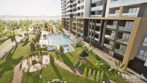 Zupełnie nowe przestronne mieszkania z widokiem na morze w Erdemli, Mersin 50 m od plaży