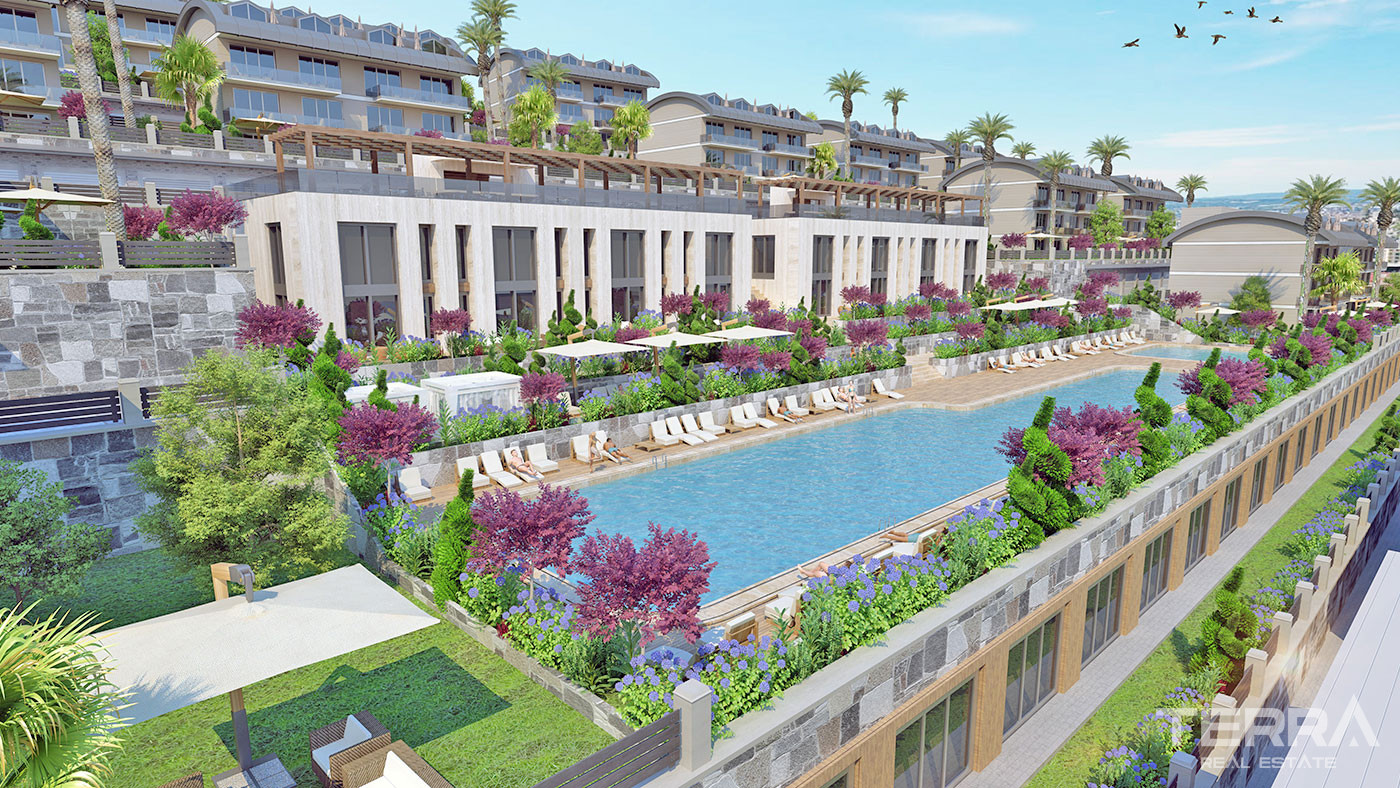 Alanya Flats in a Luxury Complex with Shopping Mall and Private Beach - 70302