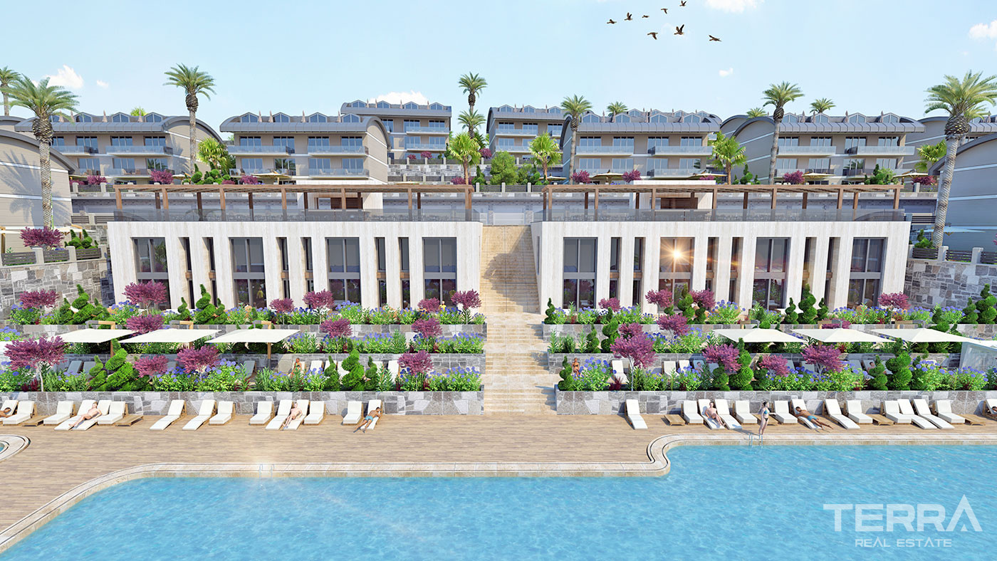 Alanya Flats in a Luxury Complex with Shopping Mall and Private Beach - 70305