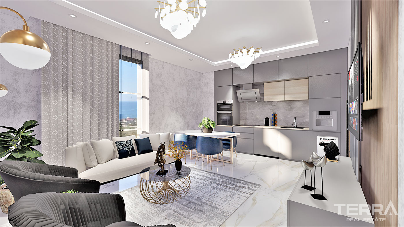 Alanya Flats in a Luxury Complex with Shopping Mall and Private Beach - 70343