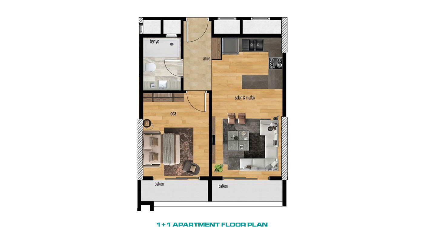 Sophisticated Flats with Sea View in Mersin, 750 m from the Beach - 71600