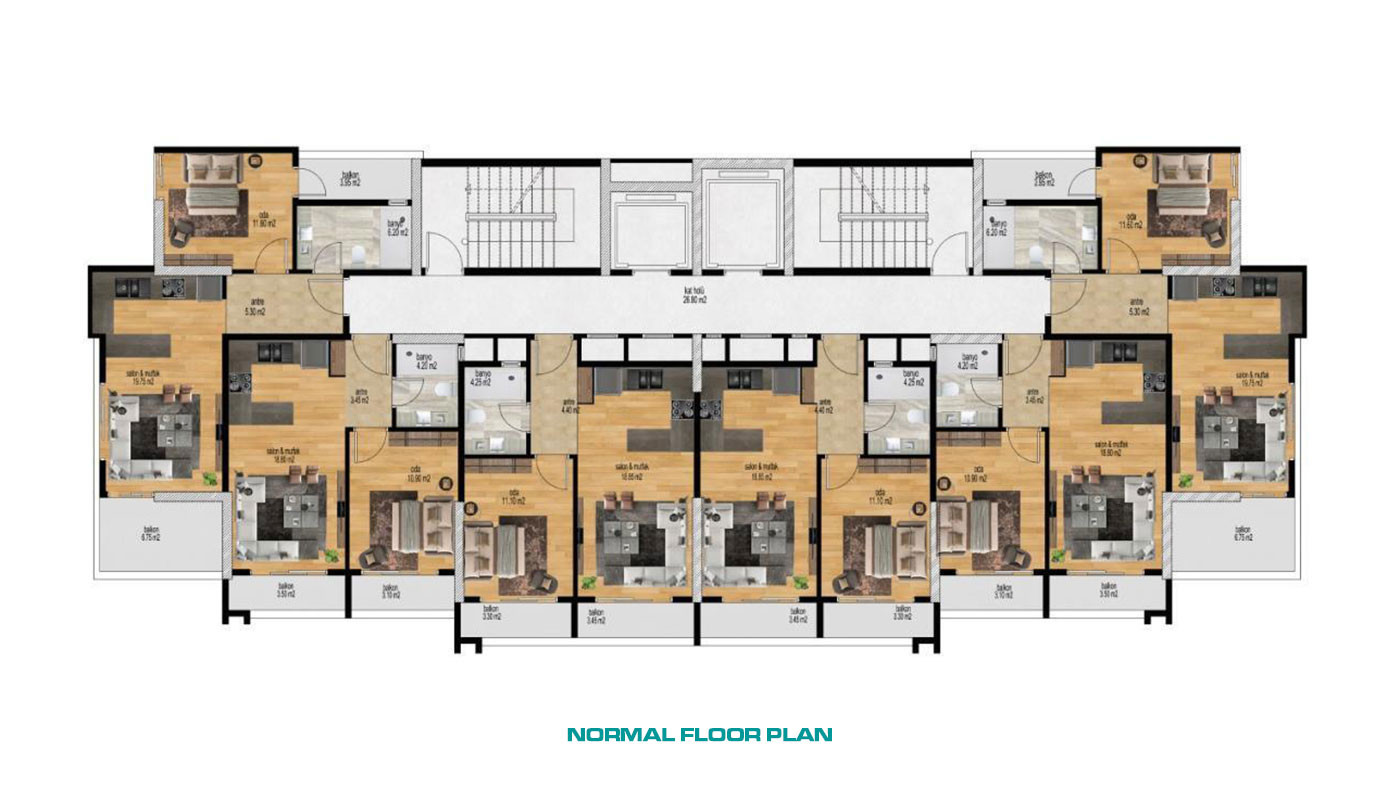 Sophisticated Flats with Sea View in Mersin, 750 m from the Beach - 71604