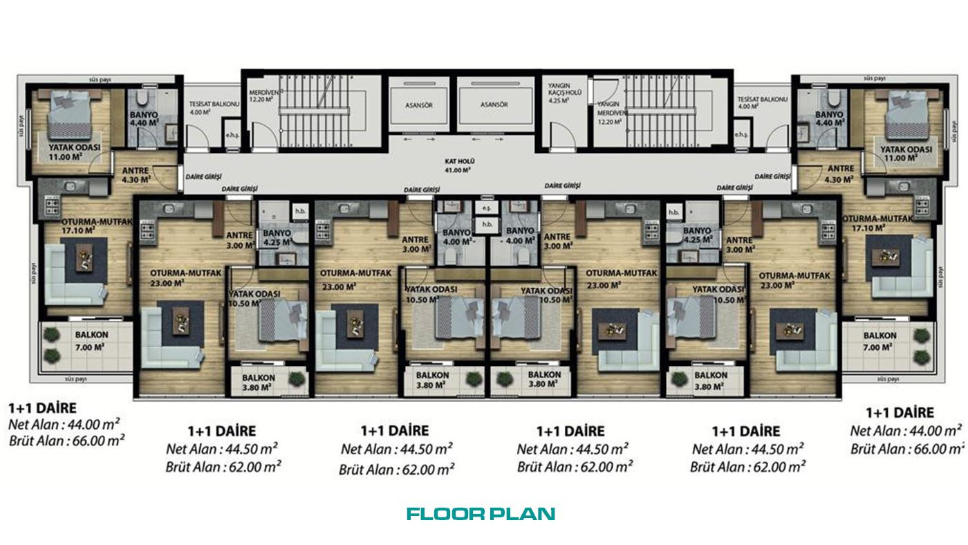 1 Bedroom Investment Flats in Mersin with White Goods - 80548