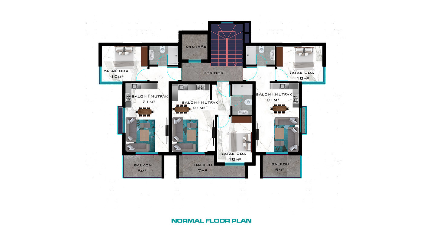 Apartments 60 m to The Beach in Kestel, Alanya with Luxurious Features - 72177