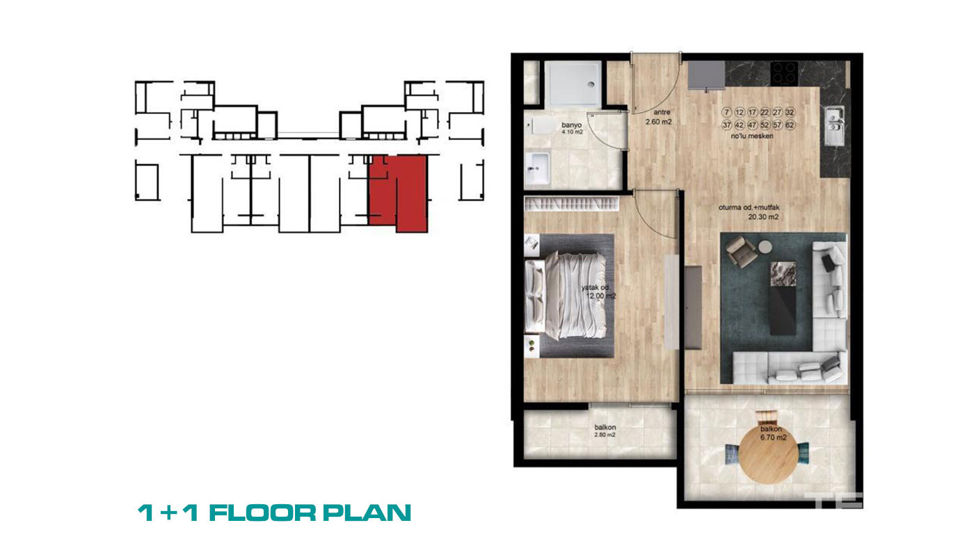 Mersin Apartments with Sea View 450 m from the Beach in Erdemli - 72505