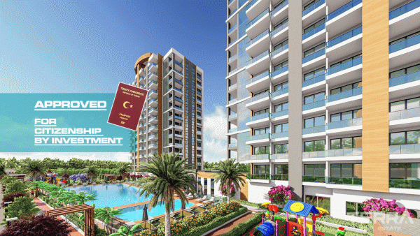Apartamenty w Mersin z widokiem na morze 450 m od plaży w Erdemli