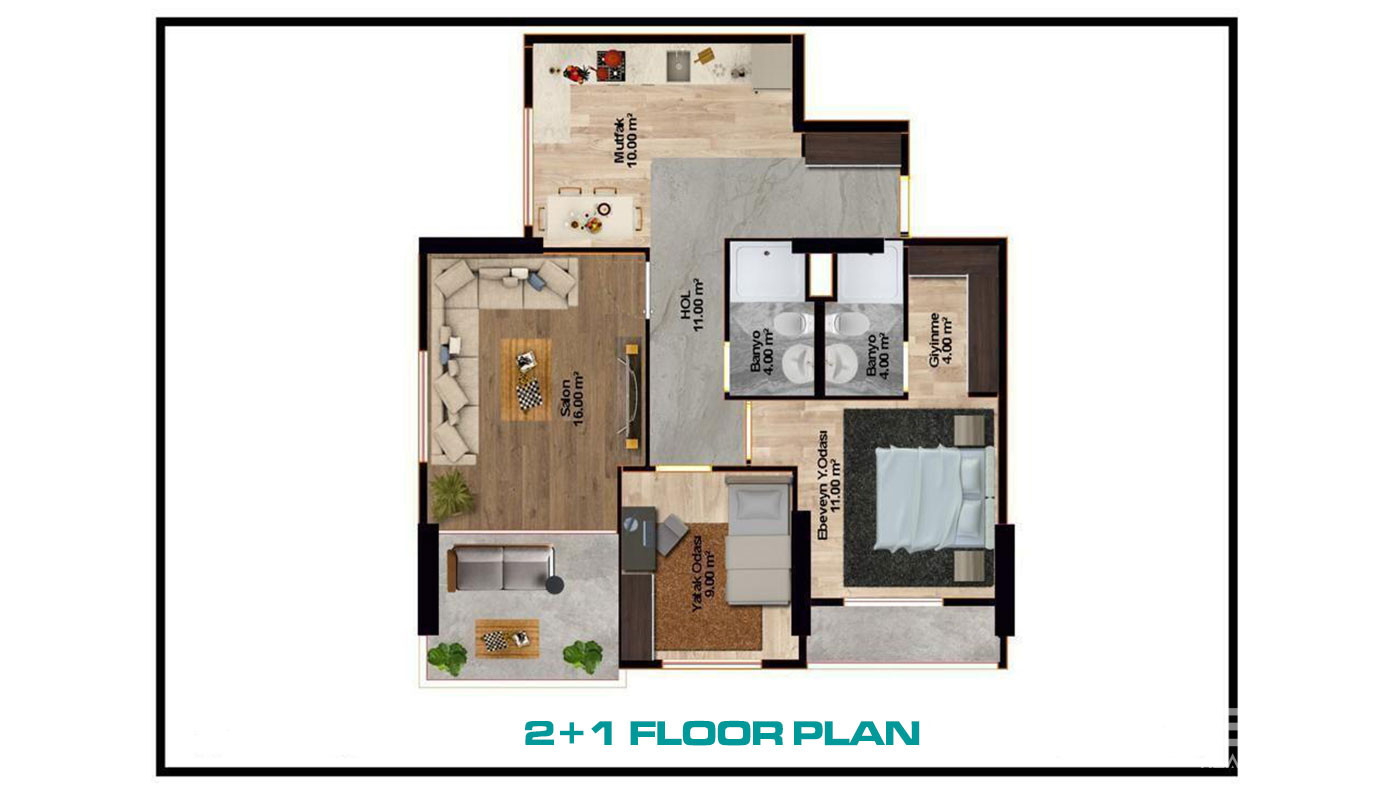Apartamenty z widokiem na morze w Mrsin Erdemli tylko 500 m od plaży - 72524