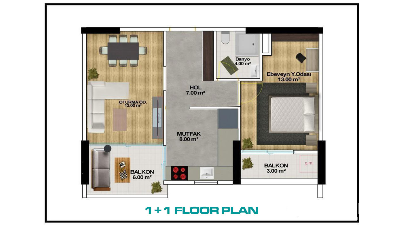 Apartamenty z widokiem na morze w Mrsin Erdemli tylko 500 m od plaży - 72525