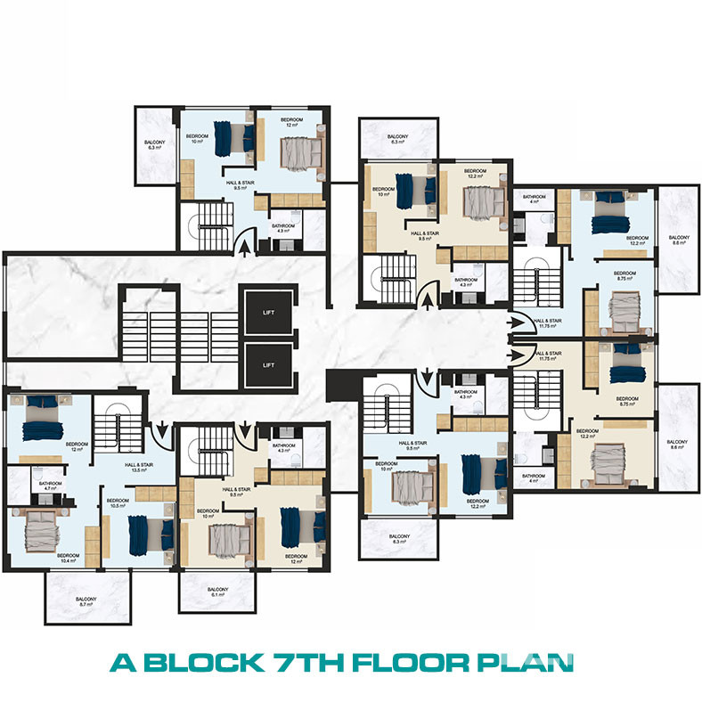Luxury Apartments in the Center of Alanya 600 m from the Beach - 73131