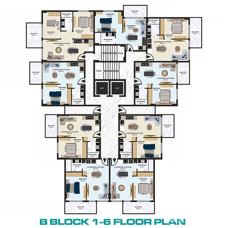Luxury Apartments in the Center of Alanya 600 m from the Beach - 73135