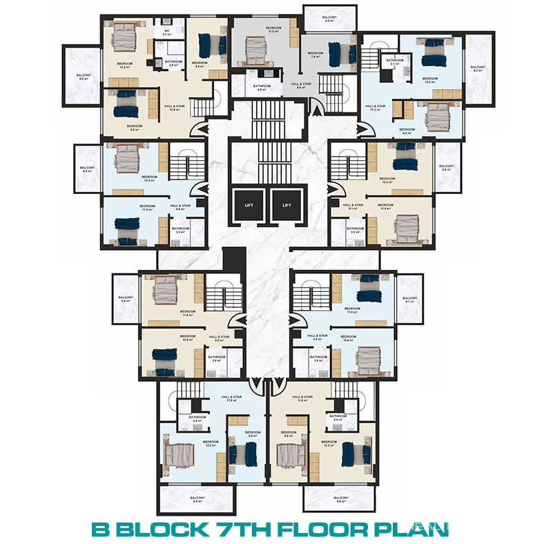 Luxury Apartments in the Center of Alanya 600 m from the Beach - 73137