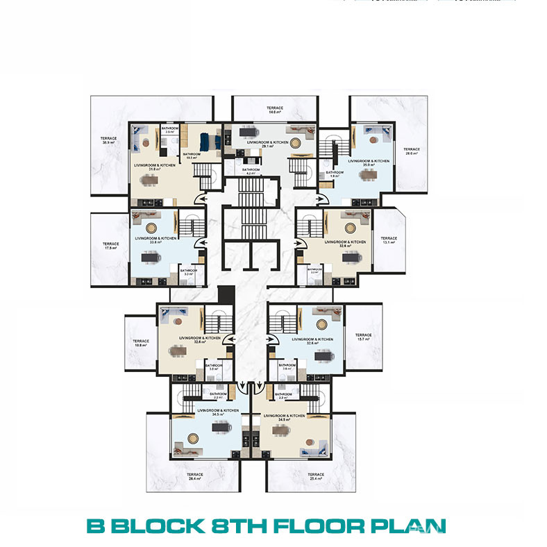 Luxury Apartments in the Center of Alanya 600 m from the Beach - 73140