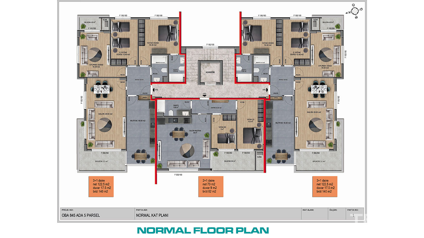 Luxury Flats with Joyful Facilities in a Gated Complex in Alanya Oba - 73363
