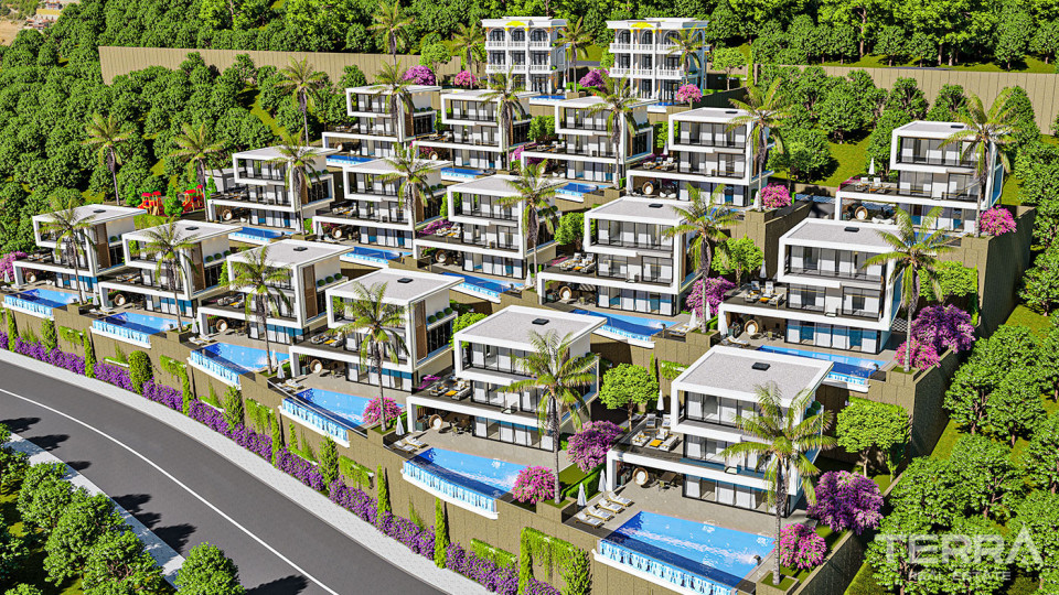 Spacious Luxury Alanya Villas with Private Pool and Sea View in Bektaş