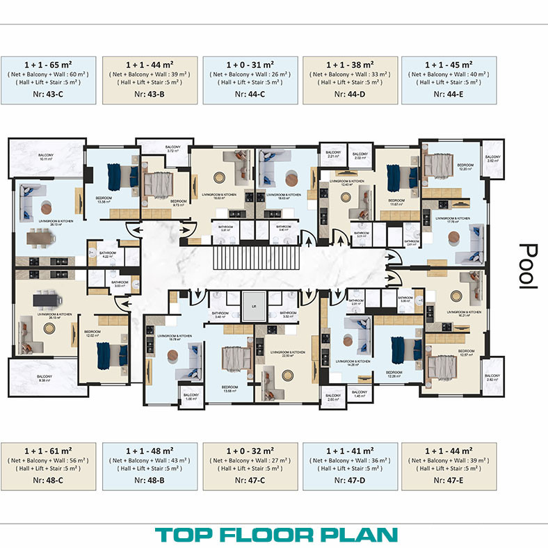 Fully Furnished New Apartments in Alanya Center 350 m from the Beach - 74089