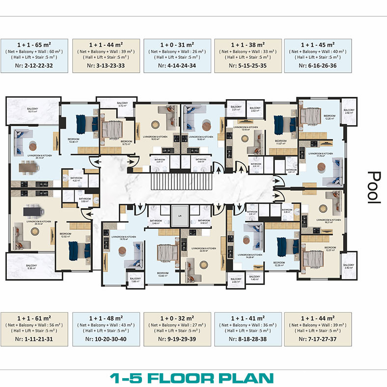 Fully Furnished New Apartments in Alanya Center 350 m from the Beach - 74090