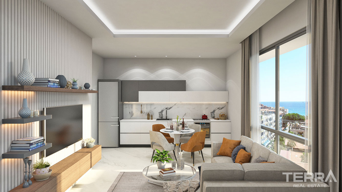 Fully Furnished New Apartments in Alanya Center 350 m from the Beach - 74092