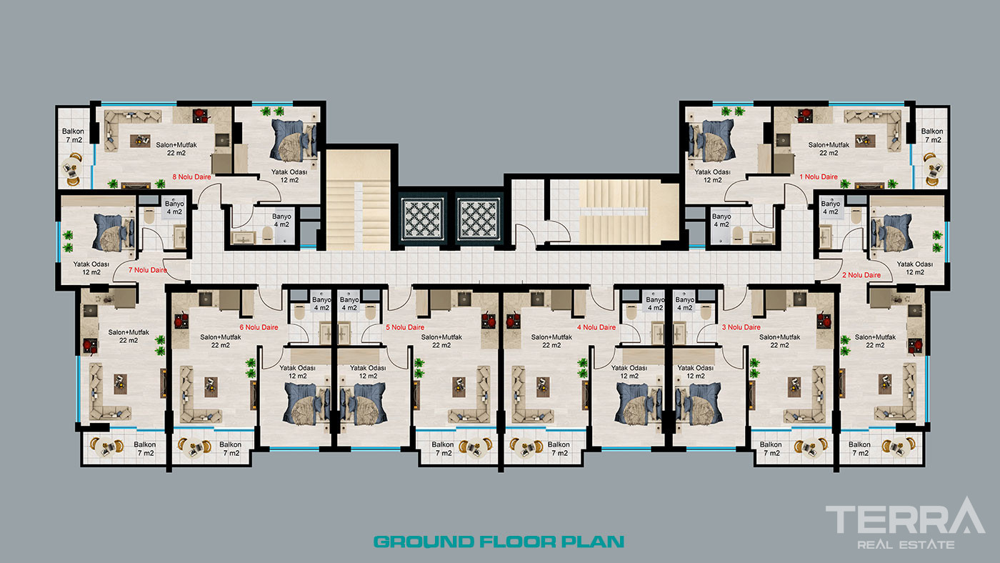 Sea View Alanya Flats 800 m from the Beach in Avsallar, Alanya, Turkey - 74200