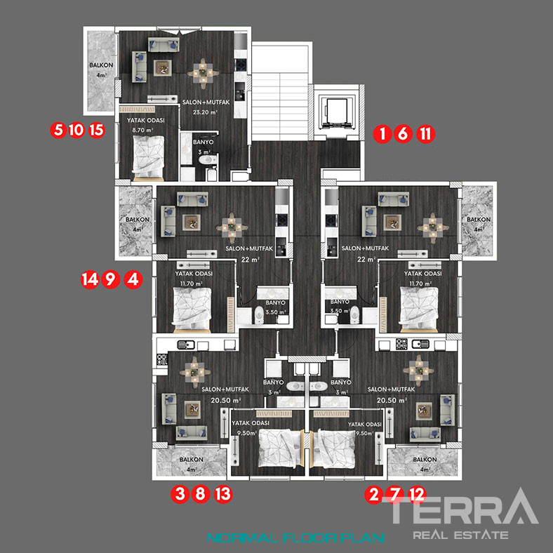 Appartements de Luxe à Vendre à Alanya Avec de Belles Zones de Loisirs - 74434