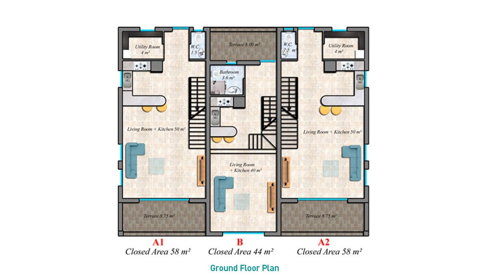 Unique Design Townhouses with Sea View in Kyrenia, Cyprus - 2510