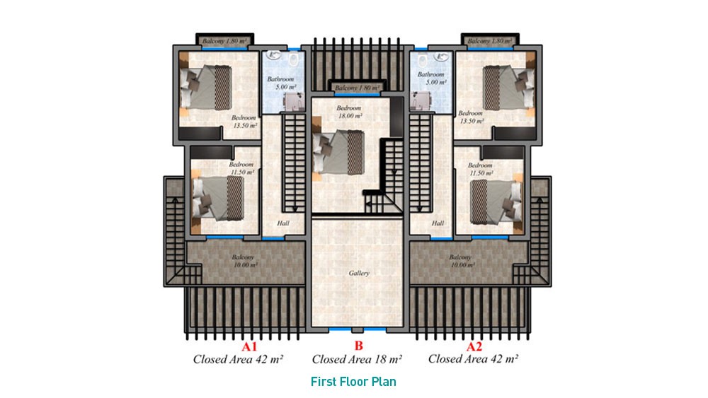 Unique Design Townhouses with Sea View in Kyrenia, Cyprus - 2511