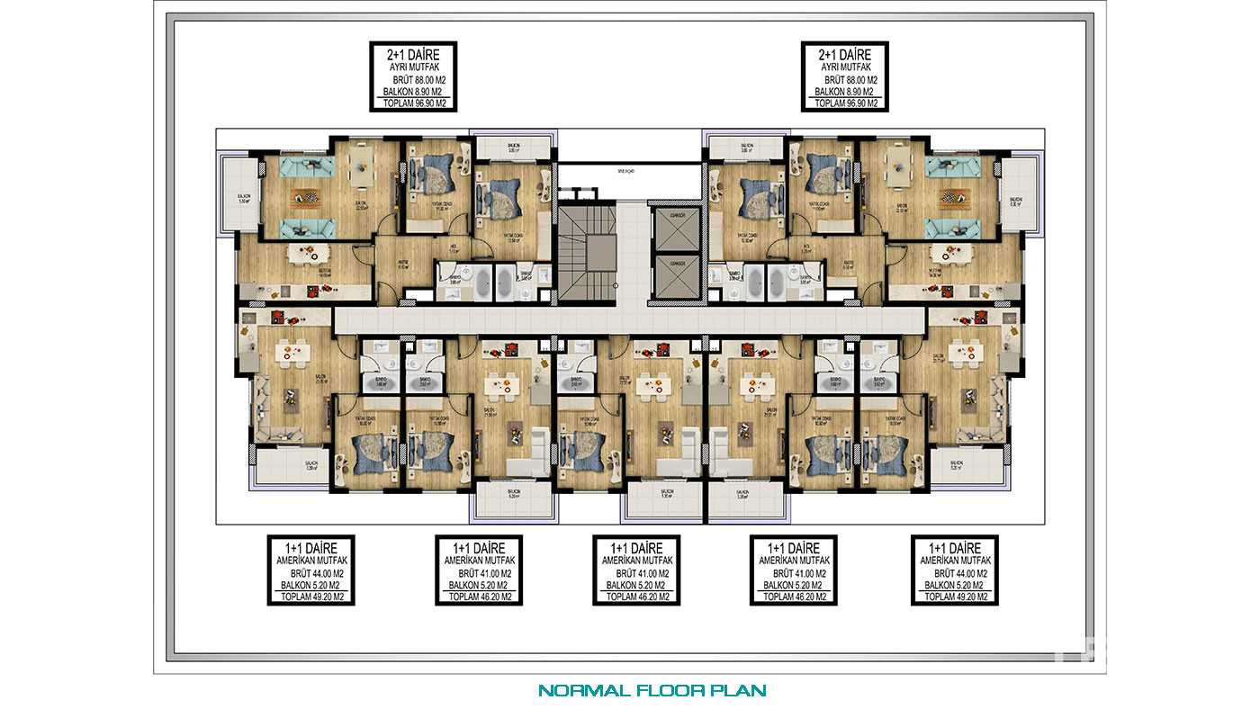 Modernly Designed Ready Aparments Close to Alanya Town Center in Oba - 75235