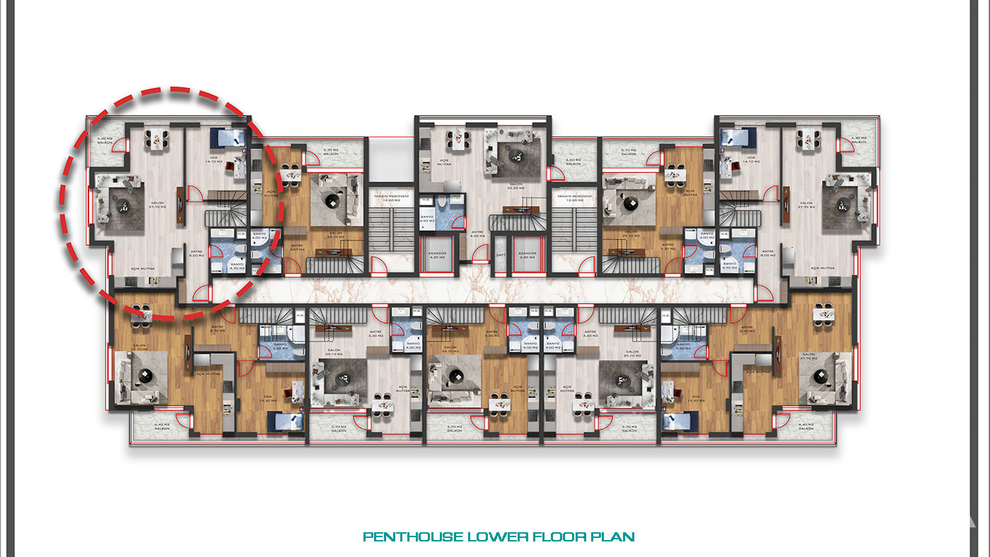 Sophisticated Luxury Flats with Modern Interior Features in Antalya - 75405