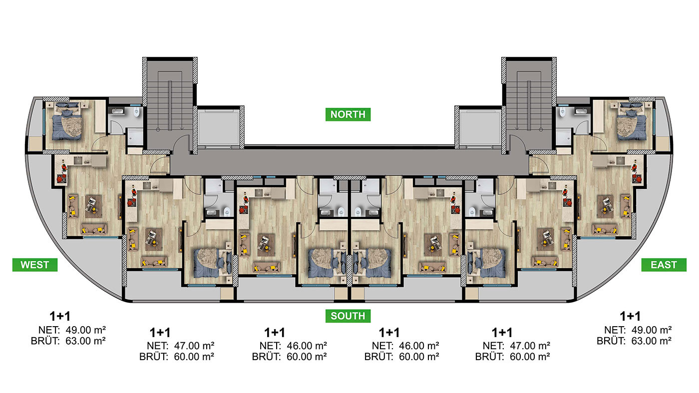 Modernly Designed 1+1 Apartments with Sea View in Mersin, Erdemli - 75913