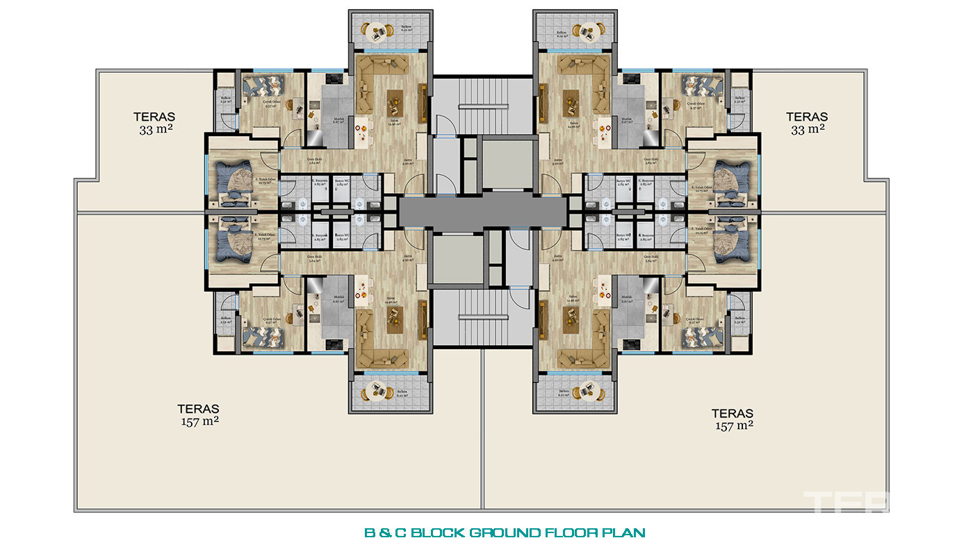 Sea View Flats in Mersin, Mezitli with Many Social Facilities - 76101