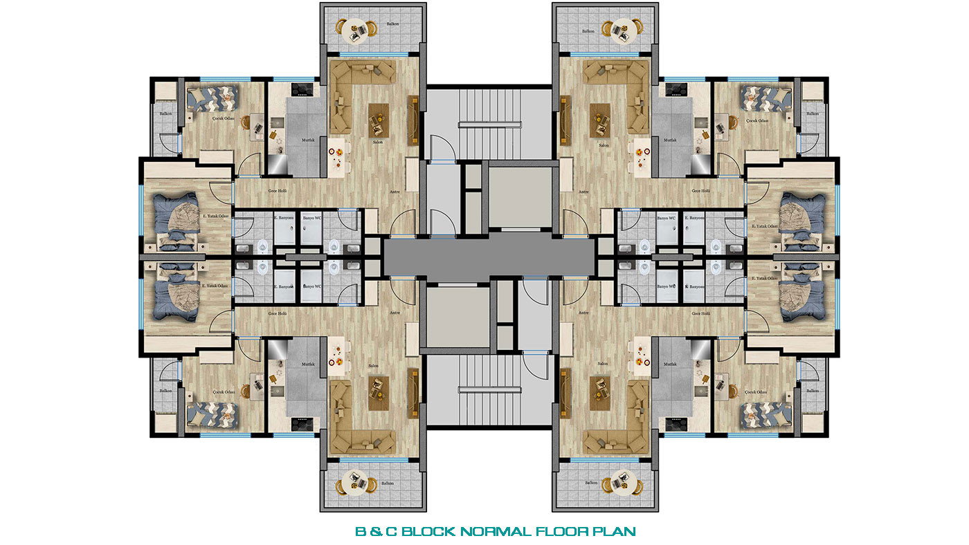 Sea View Flats in Mersin, Mezitli with Many Social Facilities - 76103