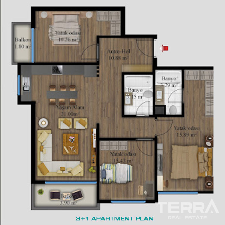 Sea View Flats with Top Class Materials in Mersin, Mezitli - 76273