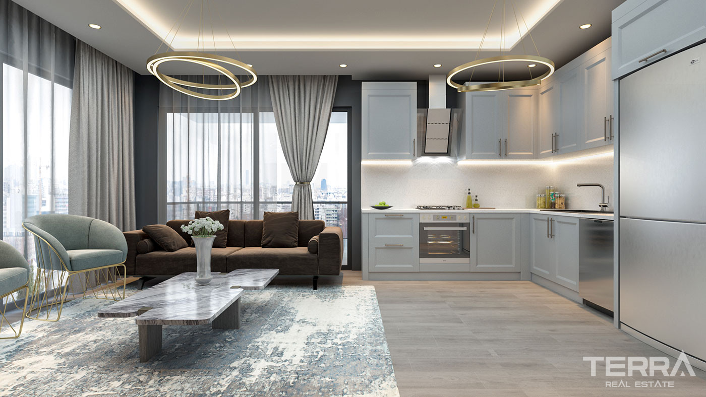 Mersin Flats with a Lovely Sea View in Mezitli with Stylish Furnishing - 76278