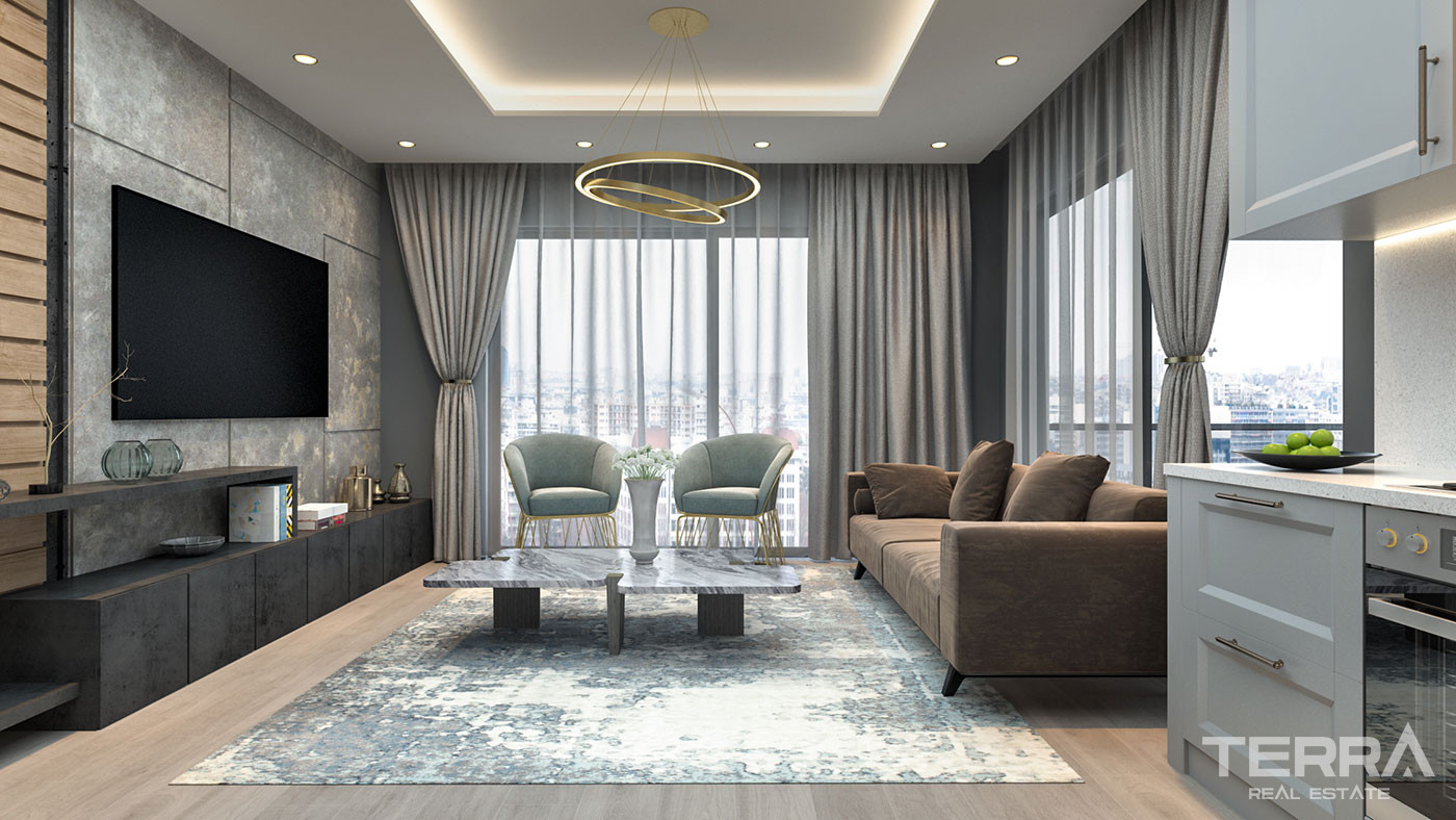 Mersin Flats with a Lovely Sea View in Mezitli with Stylish Furnishing - 76279