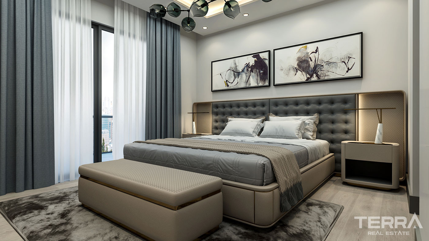 Mersin Flats with a Lovely Sea View in Mezitli with Stylish Furnishing - 76280