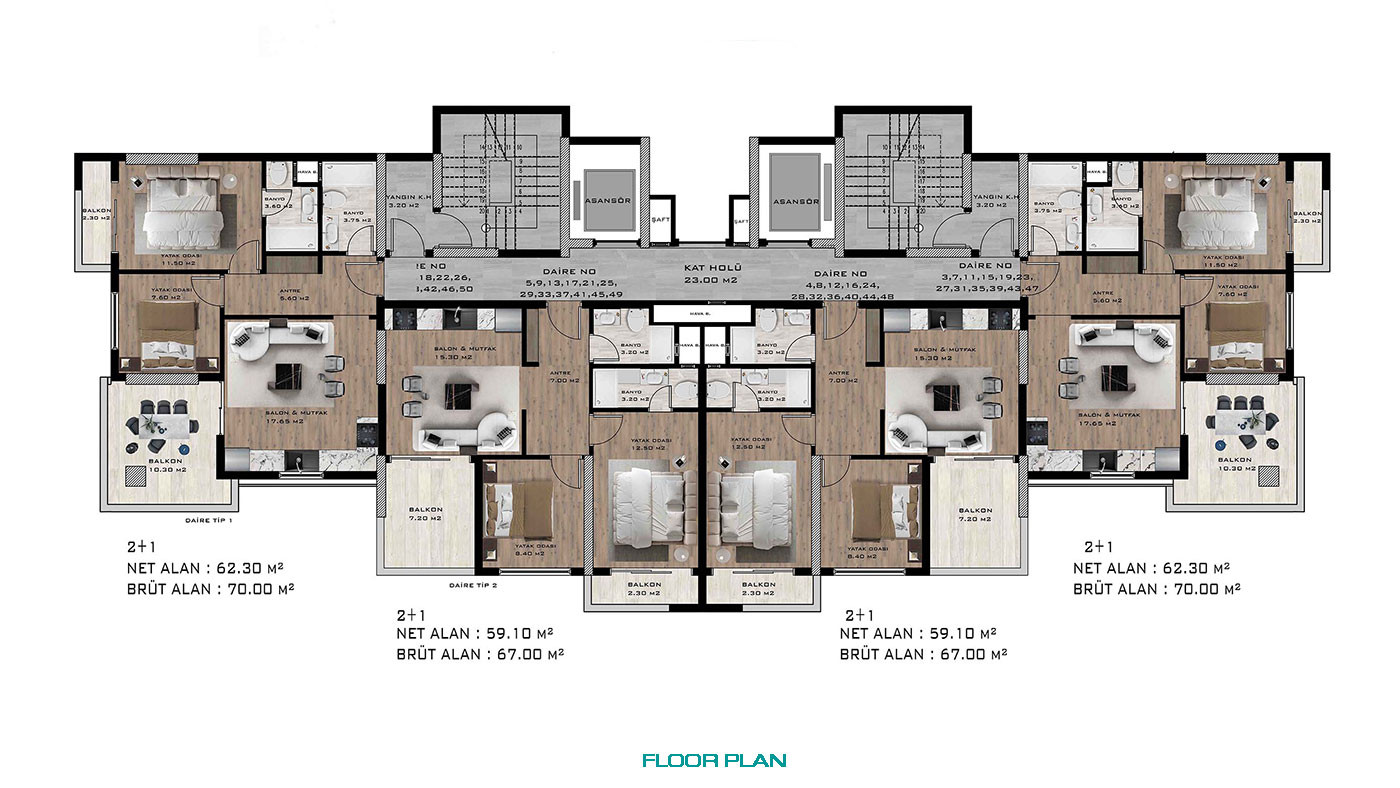 Mersin Sea View Apartments for Sale Offering Various Social Activities - 76289