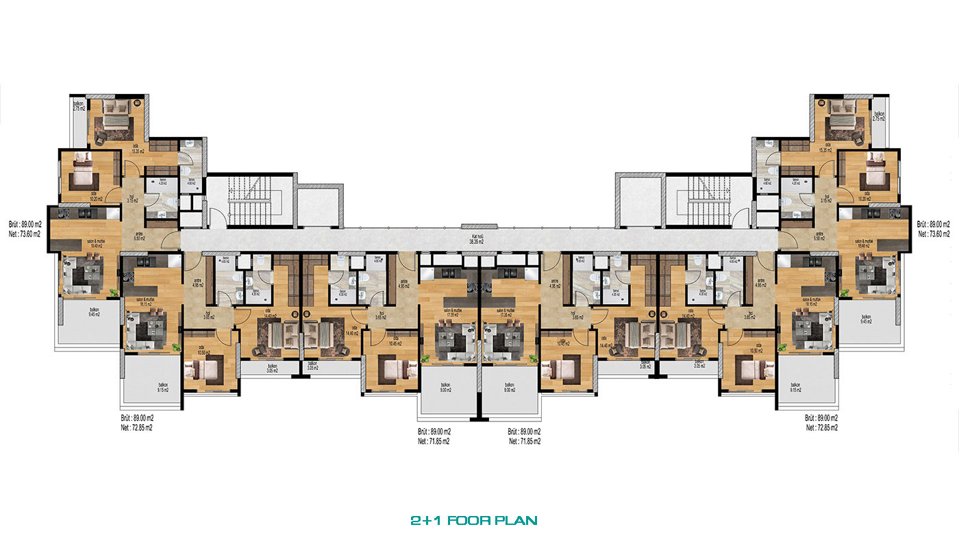 Sea View Apartments in Mersin, Mezitli with Various Social Facilities - 76390