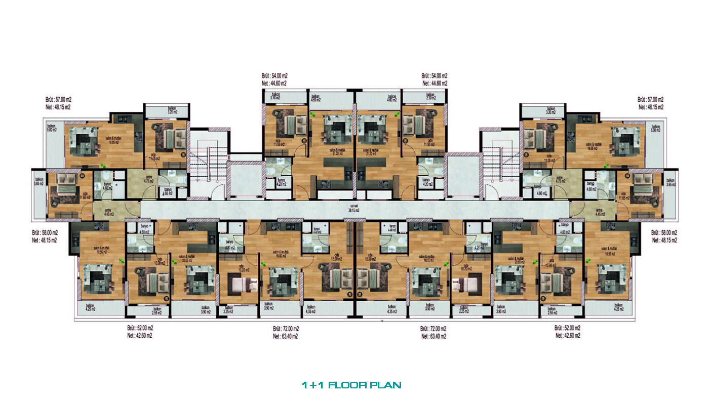 Sea View Apartments in Mersin, Mezitli with Various Social Facilities - 76391